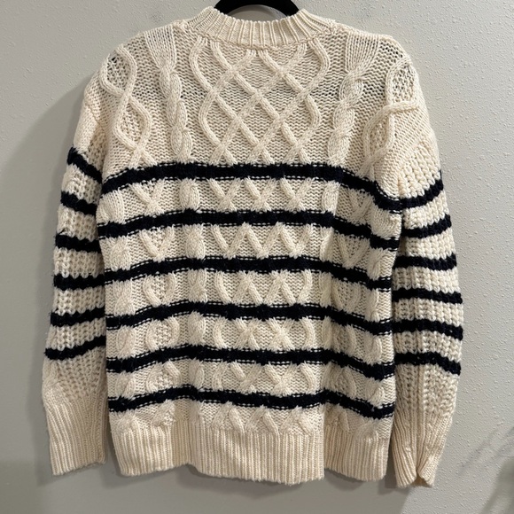 Sezane Small Cream James Jumper Merino Wool Cable Knit Button Designer Parisian - Picture 2 of 5